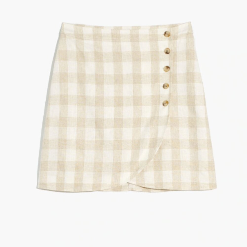 Madewell Linen-Blend Tulip-Hem Mini Skirt – Undyed Edition, Size 8